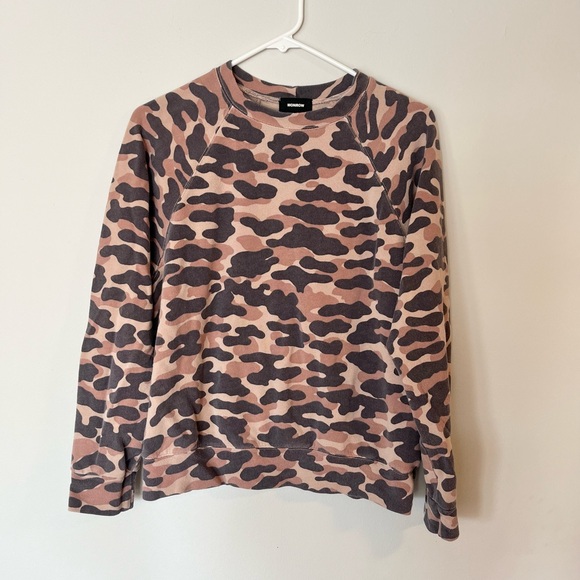 Monrow Animal Print Ragland Sweatshirt- Size Small - Picture 2 of 7
